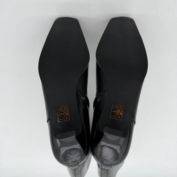 Jeffrey Campbell Intrepid Black Kitten Heel Size Zip Square Toe Tall Boots 8.5 - Picture 4 of 8